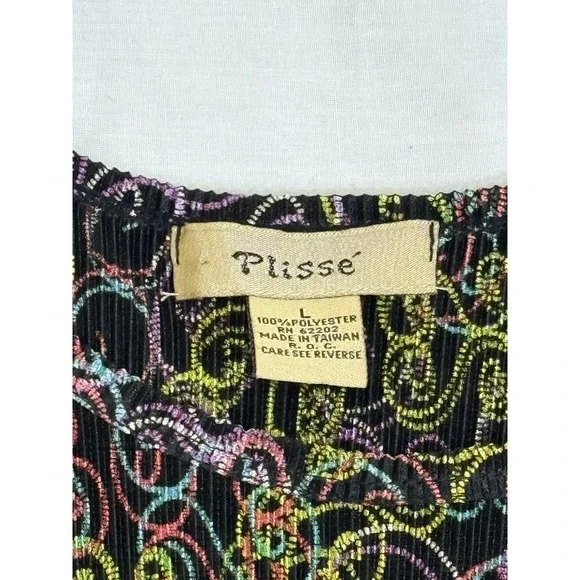 Y2K PLISSE‎ SLEEVELESS TOP TANK LARGE COLORFUL PRINT - Picture 2 of 7